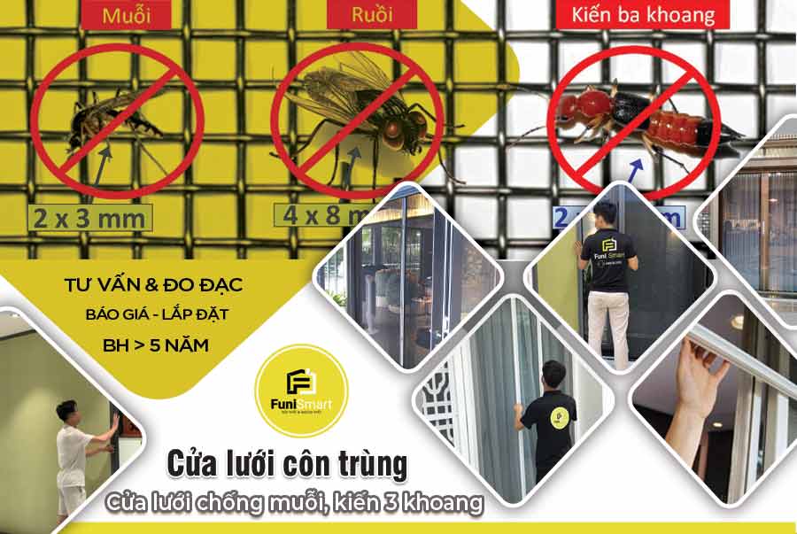 Cửa lưới chống côn trùng, muỗi Funismart